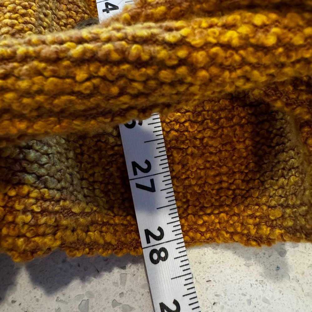 Free People Mustard Textured Knit Belted Jacket Coat Size Medium Slouchy Boho - Picture 11 of 14